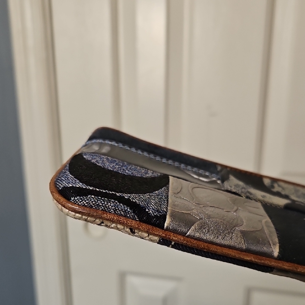 Coach Euc Patchwork Denim And Leather Wristlet - image 3